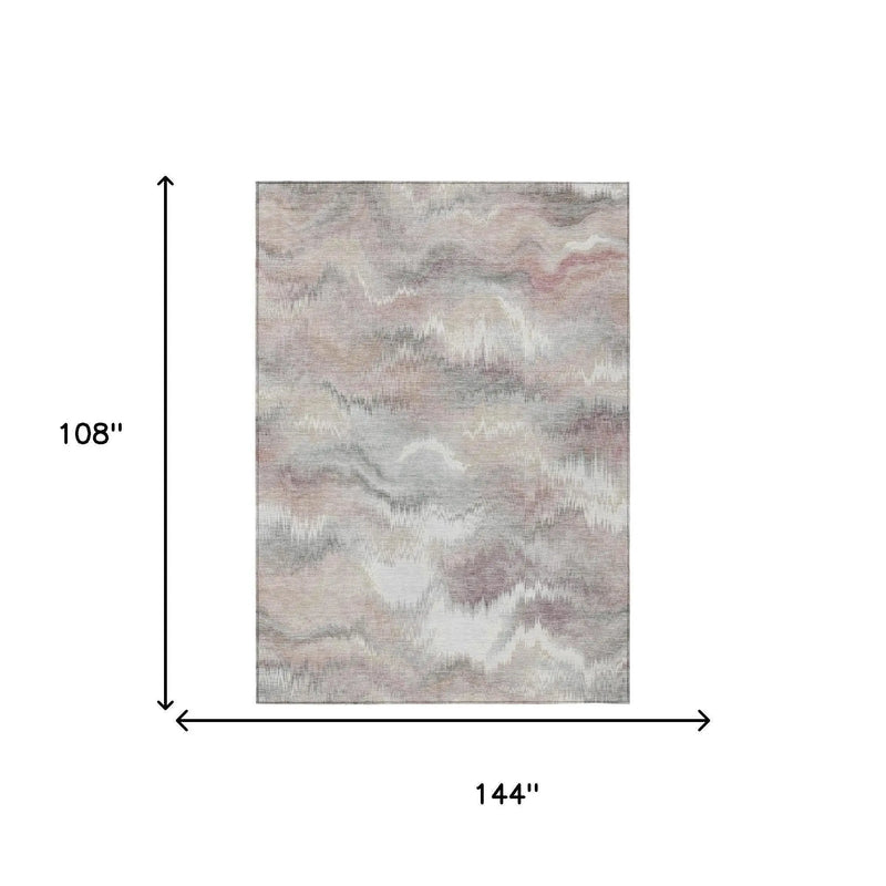 9' X 12' Ivory And Silver Abstract Washable Indoor Outdoor Area Rug Homeroots Outdoor