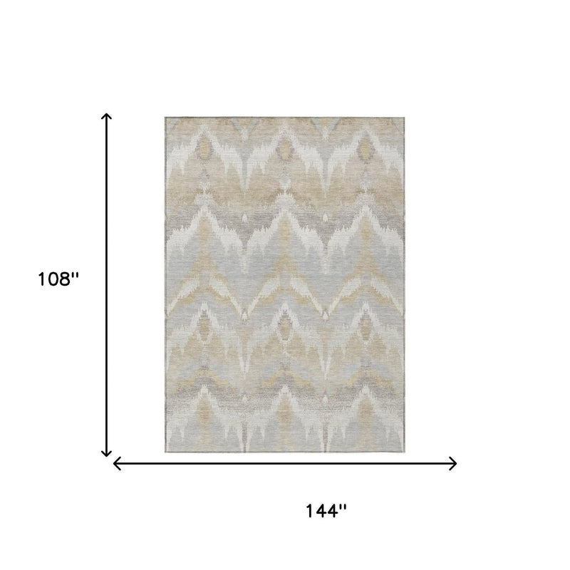 9' X 12' Ivory And Silver Abstract Washable Indoor Outdoor Area Rug Homeroots Outdoor