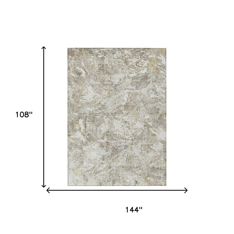 9' X 12' Ivory And Silver Abstract Washable Indoor Outdoor Area Rug Homeroots Outdoor
