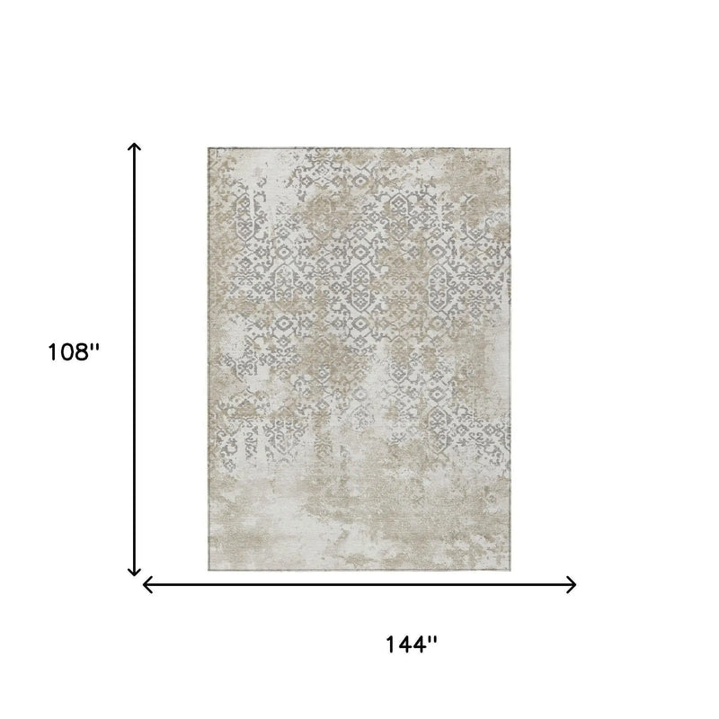 9' X 12' Ivory And Silver Abstract Washable Indoor Outdoor Area Rug Homeroots Outdoor