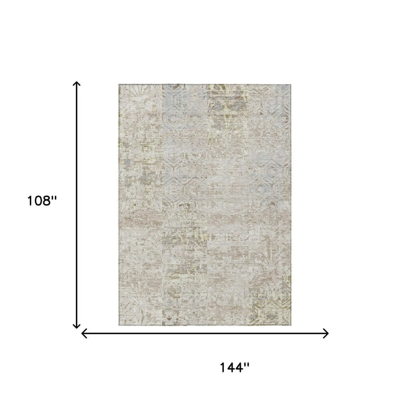 9' X 12' Ivory And Silver Abstract Washable Indoor Outdoor Area Rug Homeroots Outdoor