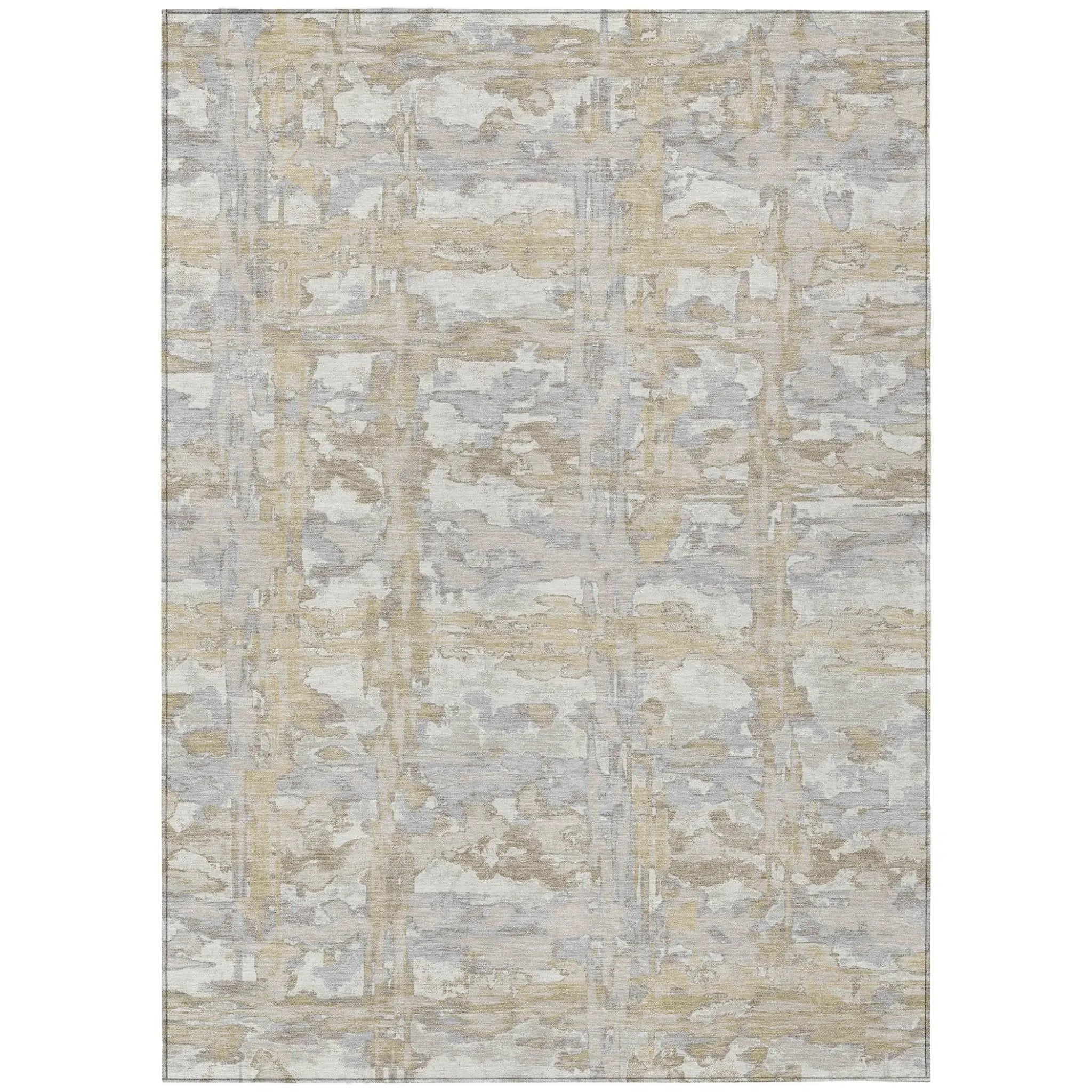9' X 12' Ivory And Silver Abstract Washable Indoor Outdoor Area Rug Homeroots Outdoor