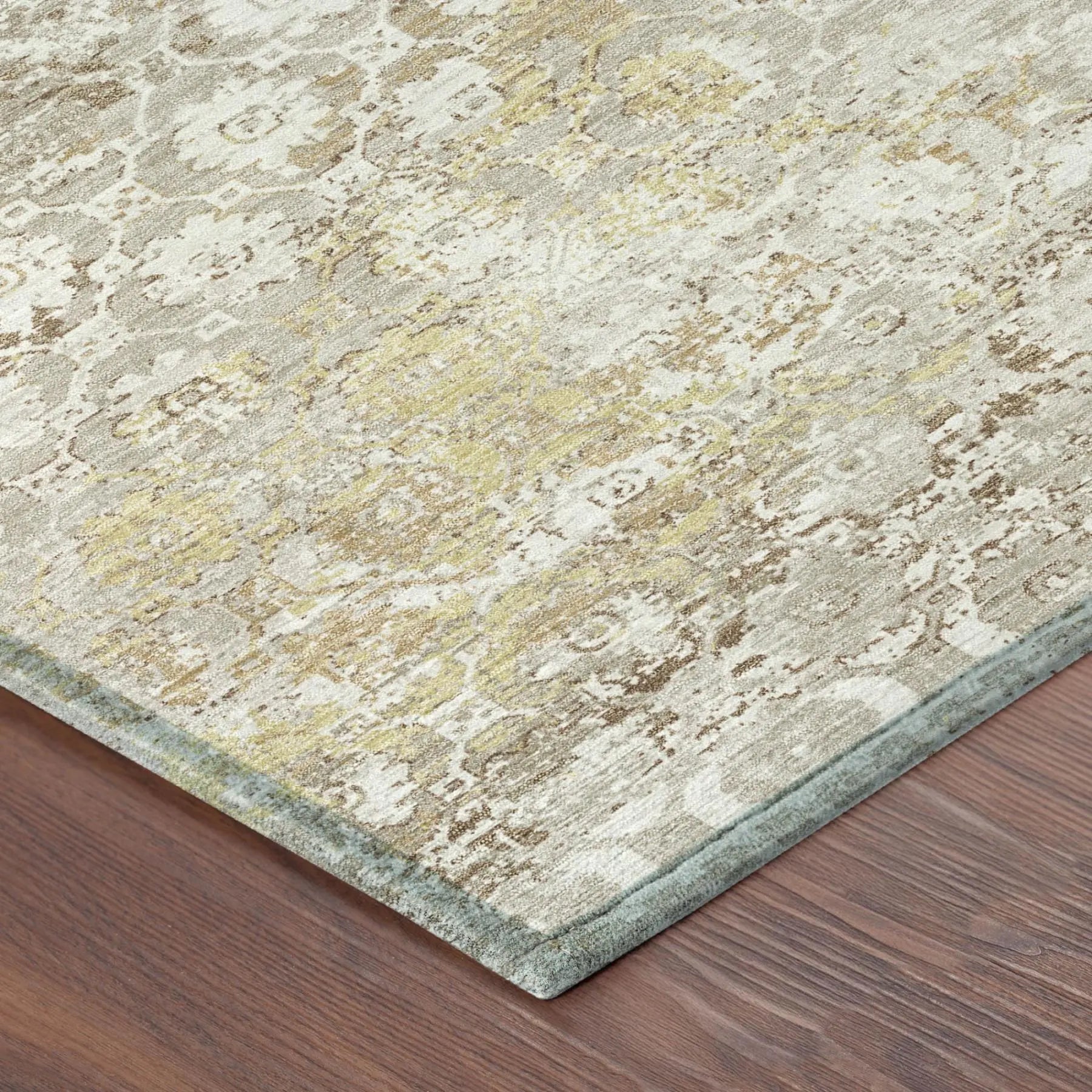 9' X 12' Ivory And Silver Floral Medallion Washable Indoor Outdoor Area Rug Homeroots Outdoor