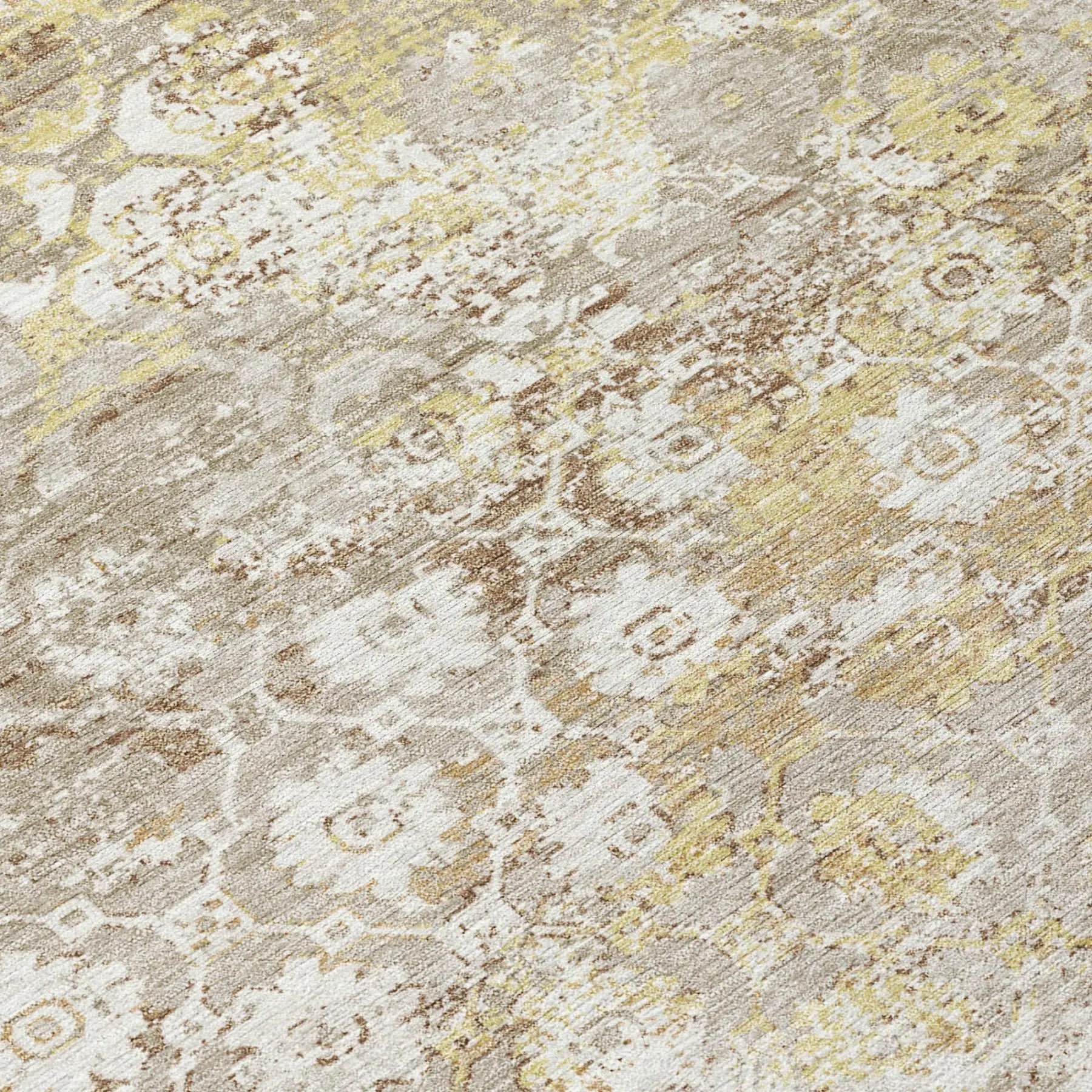 9' X 12' Ivory And Silver Floral Medallion Washable Indoor Outdoor Area Rug Homeroots Outdoor