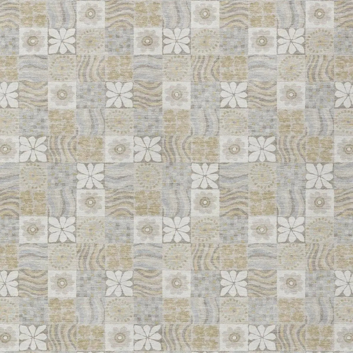 9' X 12' Ivory And Silver Floral Washable Indoor Outdoor Area Rug Homeroots Outdoor