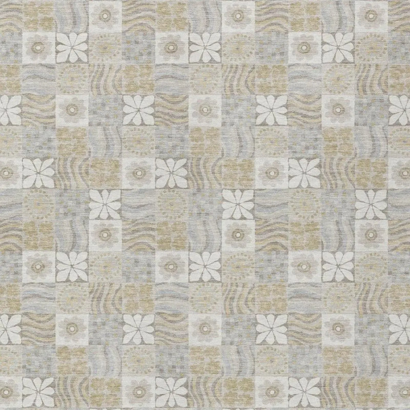 9' X 12' Ivory And Silver Floral Washable Indoor Outdoor Area Rug Homeroots Outdoor