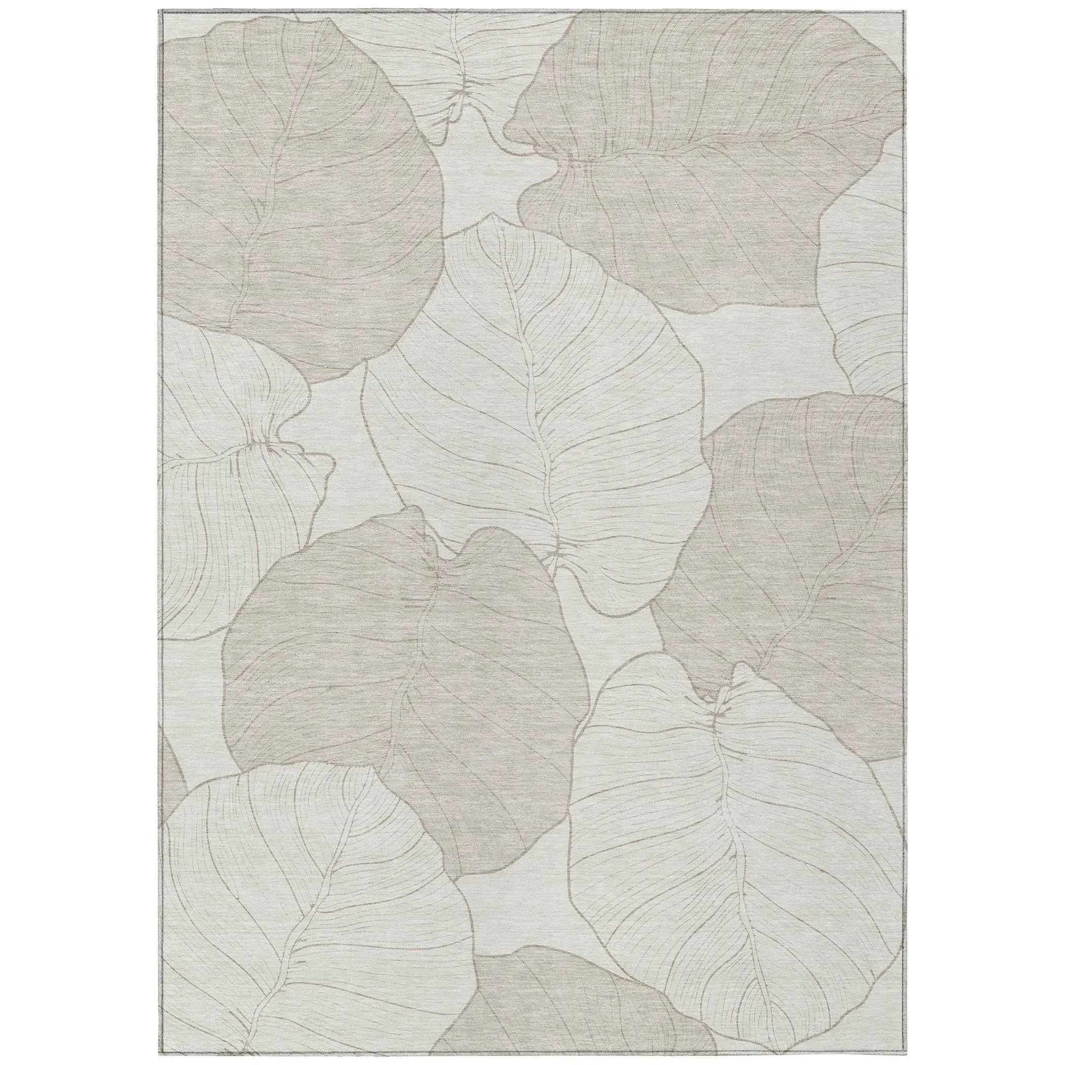 9' X 12' Ivory And Silver Floral Washable Indoor Outdoor Area Rug Homeroots Outdoor