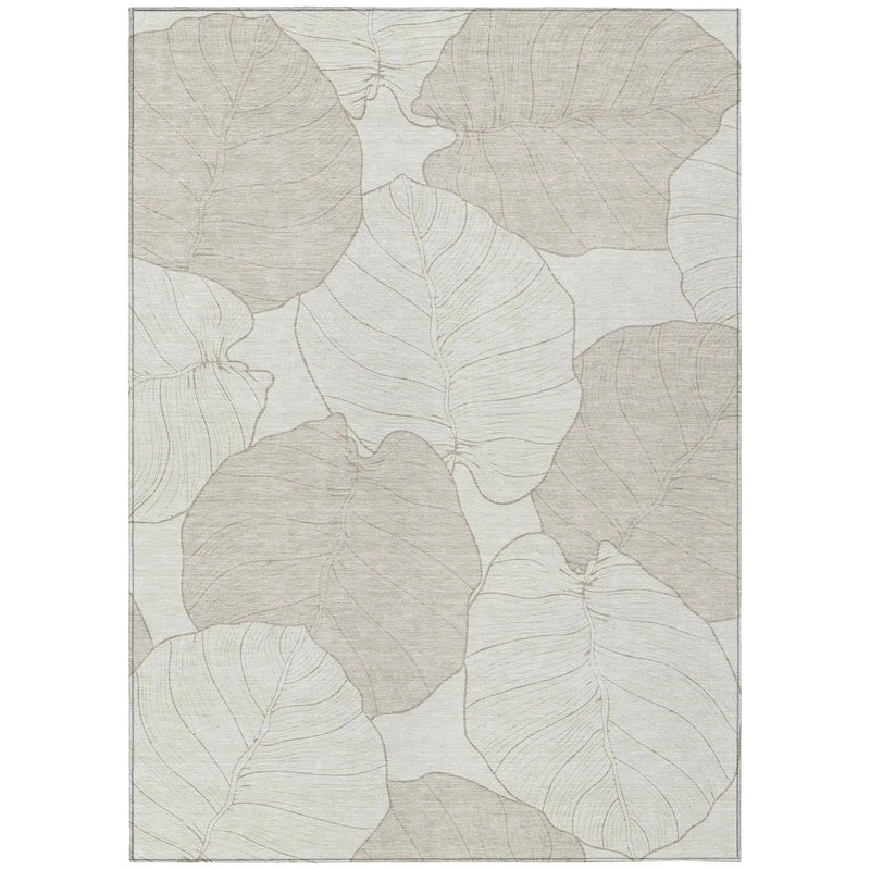 9' X 12' Ivory And Silver Floral Washable Indoor Outdoor Area Rug Homeroots Outdoor