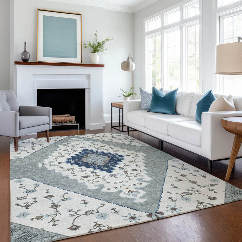 9' X 12' Ivory And Silver Geometric Washable Indoor Outdoor Area Rug Homeroots Outdoor