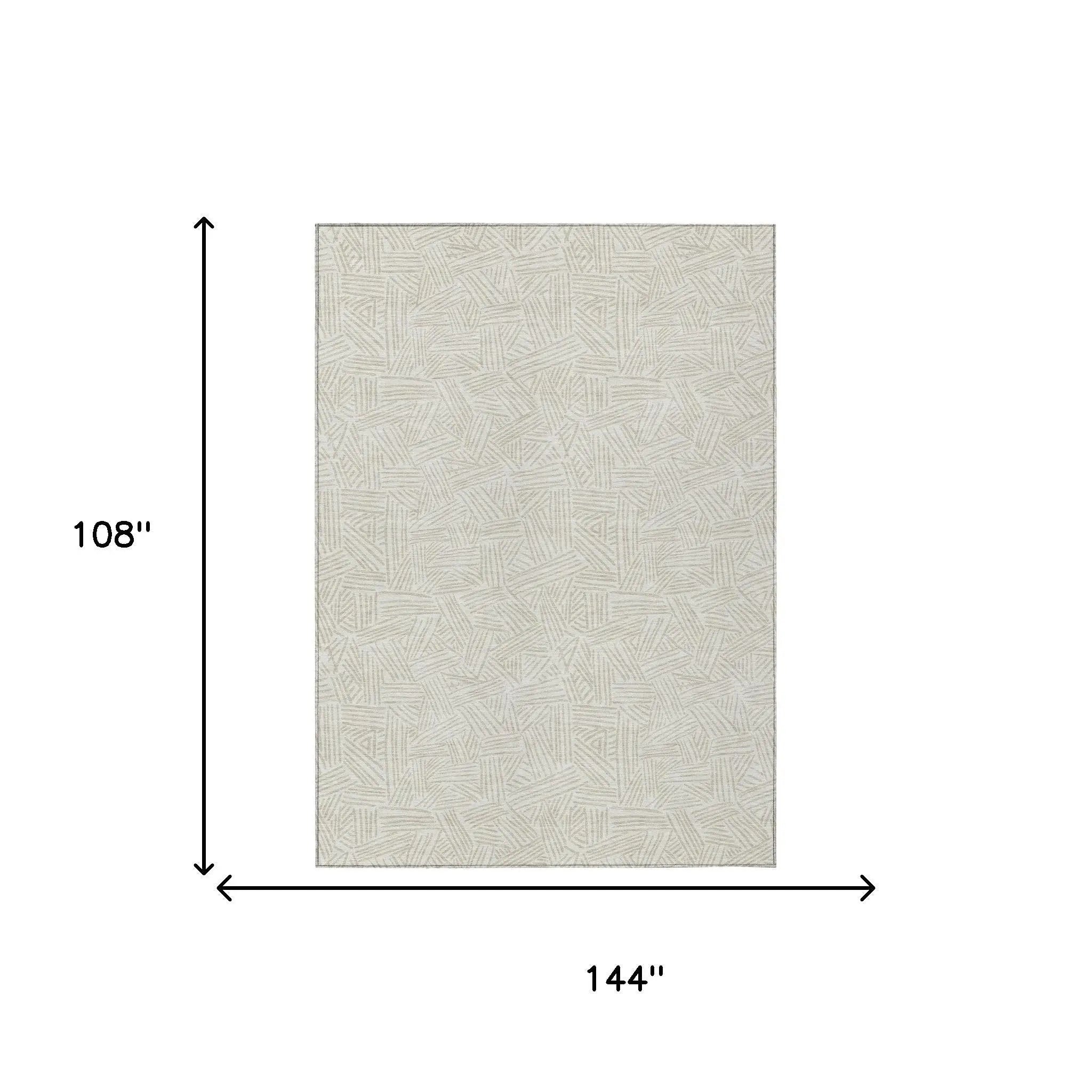 9' X 12' Ivory And Silver Geometric Washable Indoor Outdoor Area Rug Homeroots Outdoor