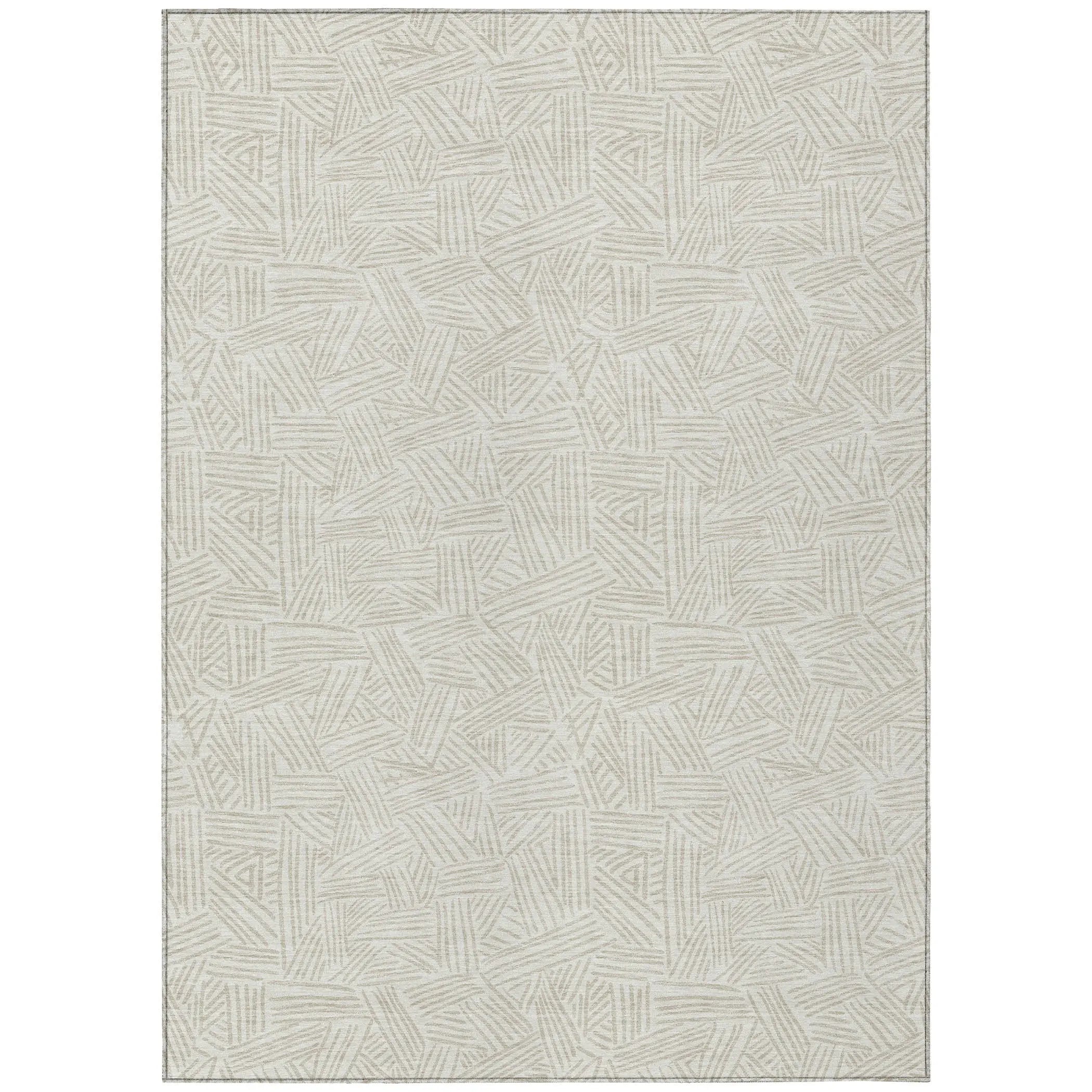 9' X 12' Ivory And Silver Geometric Washable Indoor Outdoor Area Rug Homeroots Outdoor