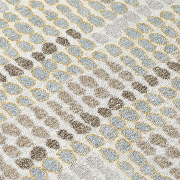 9' X 12' Ivory And Silver Geometric Washable Indoor Outdoor Area Rug Homeroots Outdoor