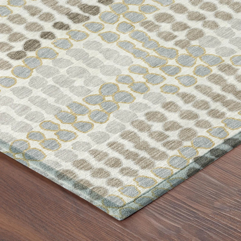 9' X 12' Ivory And Silver Geometric Washable Indoor Outdoor Area Rug Homeroots Outdoor