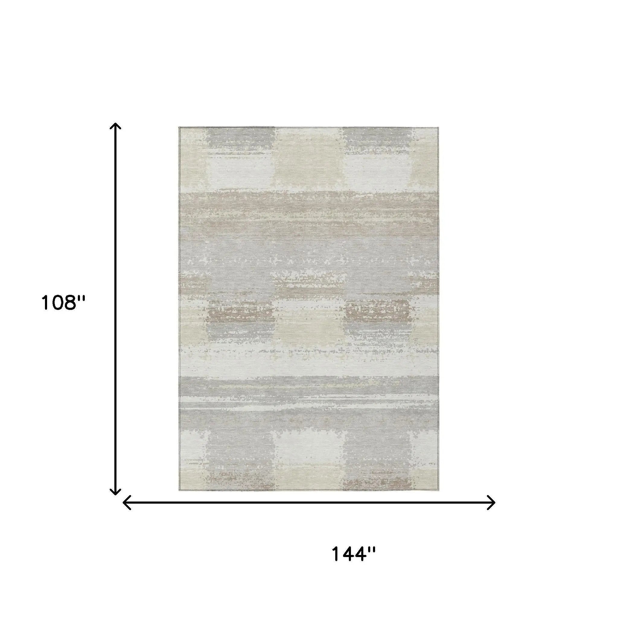 9' X 12' Ivory And Silver Geometric Washable Indoor Outdoor Area Rug Homeroots Outdoor