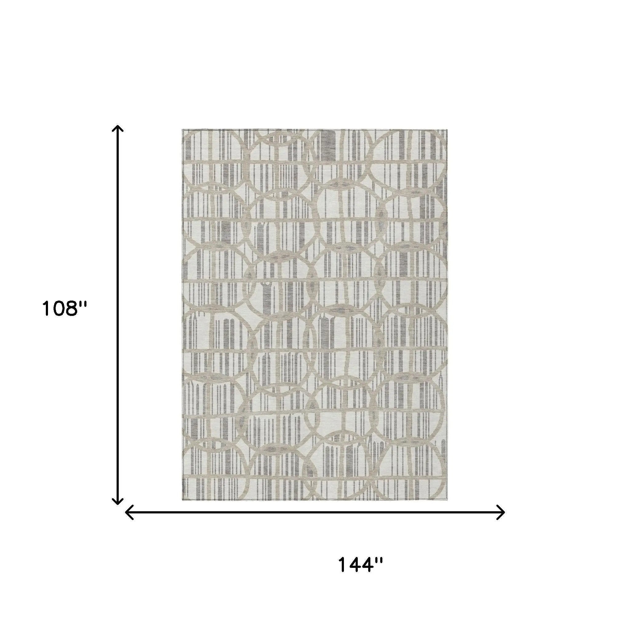 9' X 12' Ivory And Silver Geometric Washable Indoor Outdoor Area Rug Homeroots Outdoor