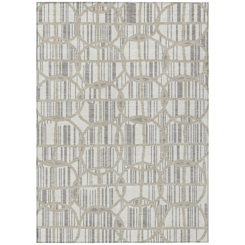9' X 12' Ivory And Silver Geometric Washable Indoor Outdoor Area Rug Homeroots Outdoor