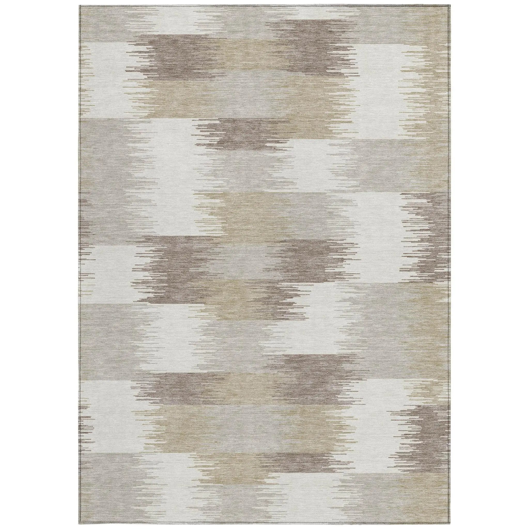 9' X 12' Ivory And Silver Geometric Washable Indoor Outdoor Area Rug Homeroots Outdoor
