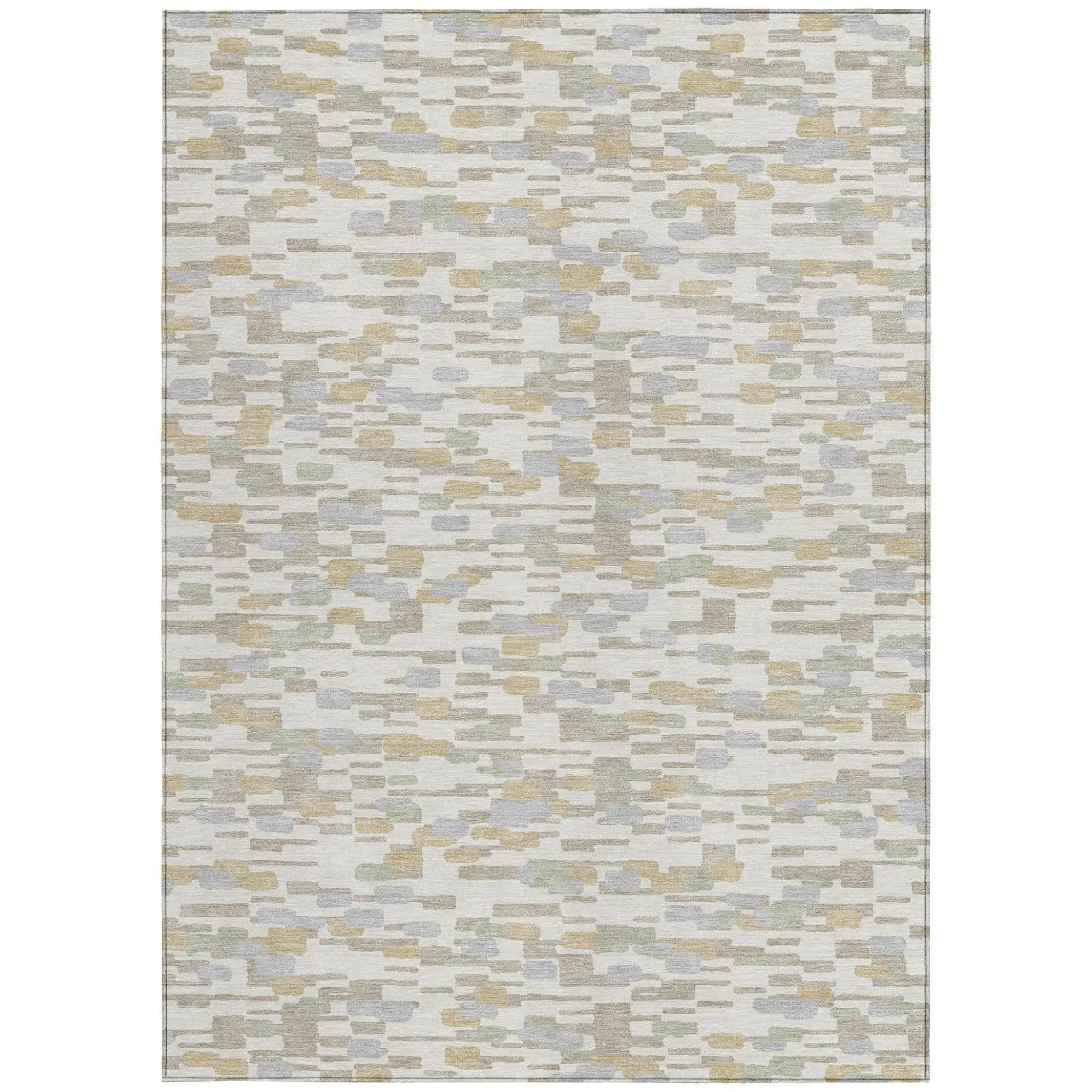 9' X 12' Ivory And Silver Geometric Washable Indoor Outdoor Area Rug Homeroots Outdoor