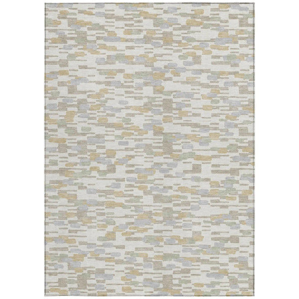 9' X 12' Ivory And Silver Geometric Washable Indoor Outdoor Area Rug Homeroots Outdoor