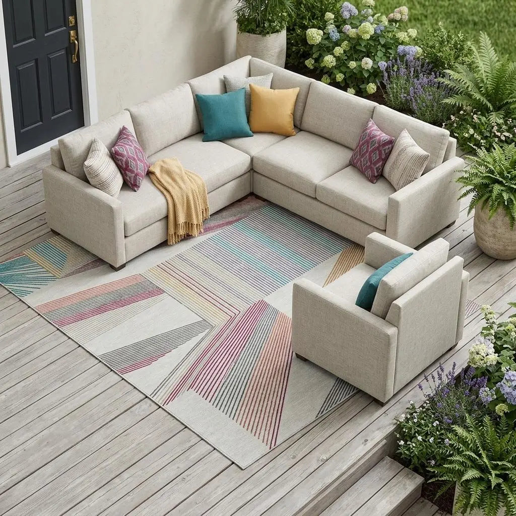 9' X 12' Ivory And Silver Geometric Washable Indoor Outdoor Area Rug Homeroots Outdoor