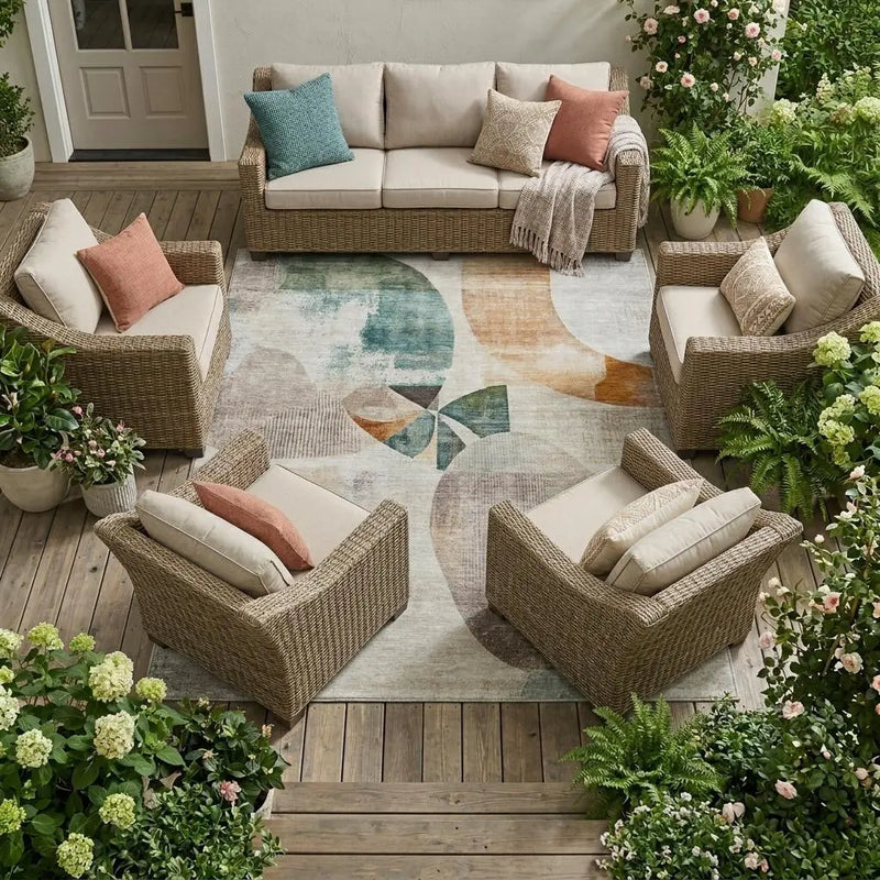 9' X 12' Ivory And Silver Geometric Washable Indoor Outdoor Area Rug Homeroots Outdoor