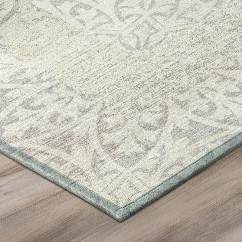 9' X 12' Ivory And Silver Oriental Washable Indoor Outdoor Area Rug Homeroots Outdoor