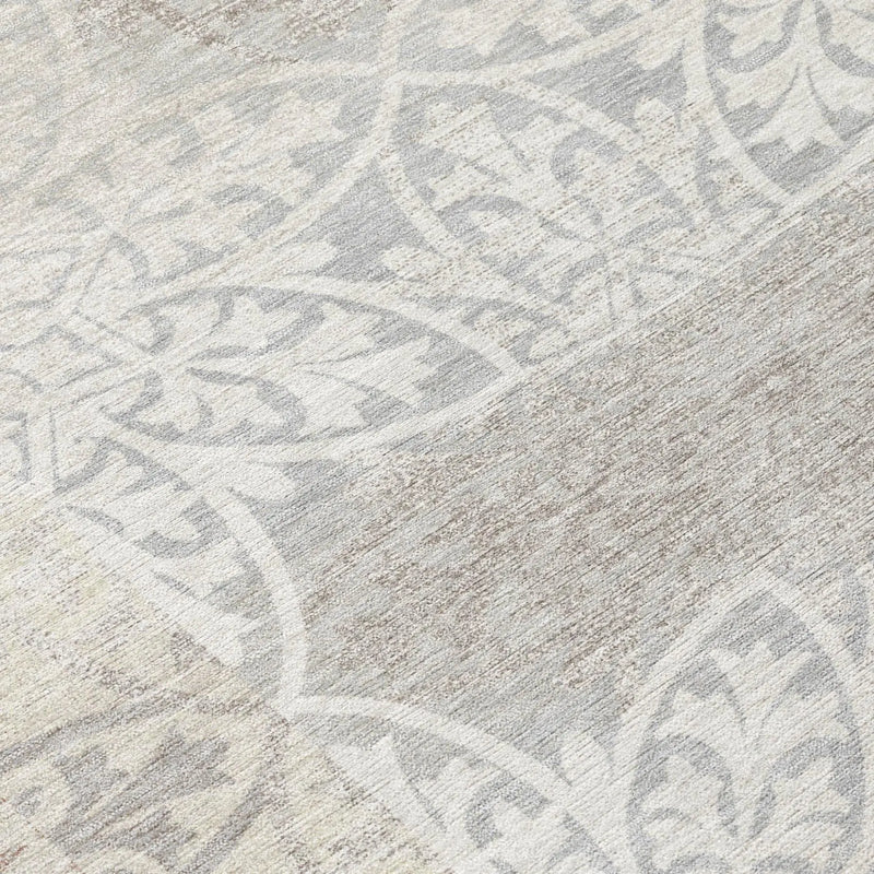 9' X 12' Ivory And Silver Oriental Washable Indoor Outdoor Area Rug Homeroots Outdoor