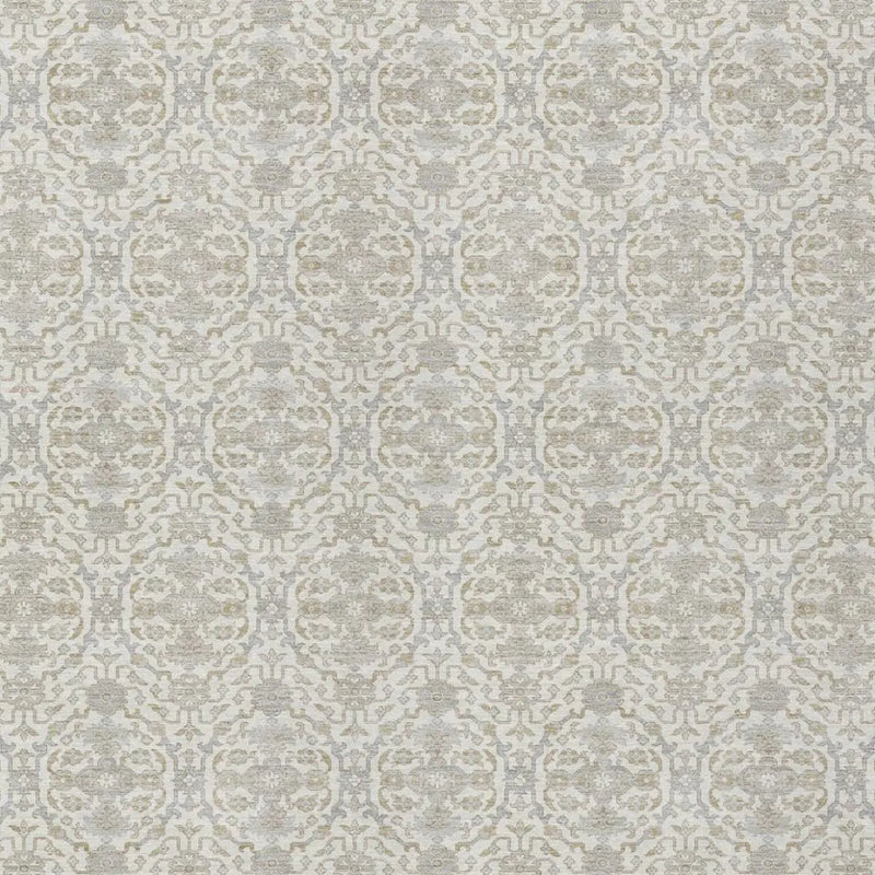 9' X 12' Ivory And Silver Oriental Washable Indoor Outdoor Area Rug Homeroots Outdoor