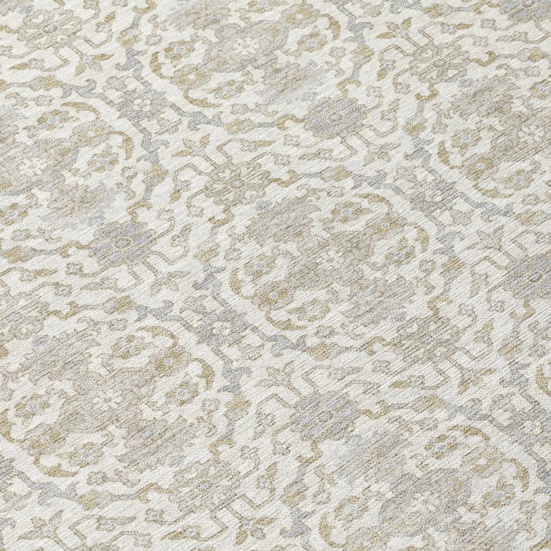 9' X 12' Ivory And Silver Oriental Washable Indoor Outdoor Area Rug Homeroots Outdoor