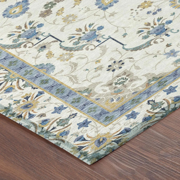 9' X 12' Ivory And Silver Oriental Washable Indoor Outdoor Area Rug Homeroots Outdoor