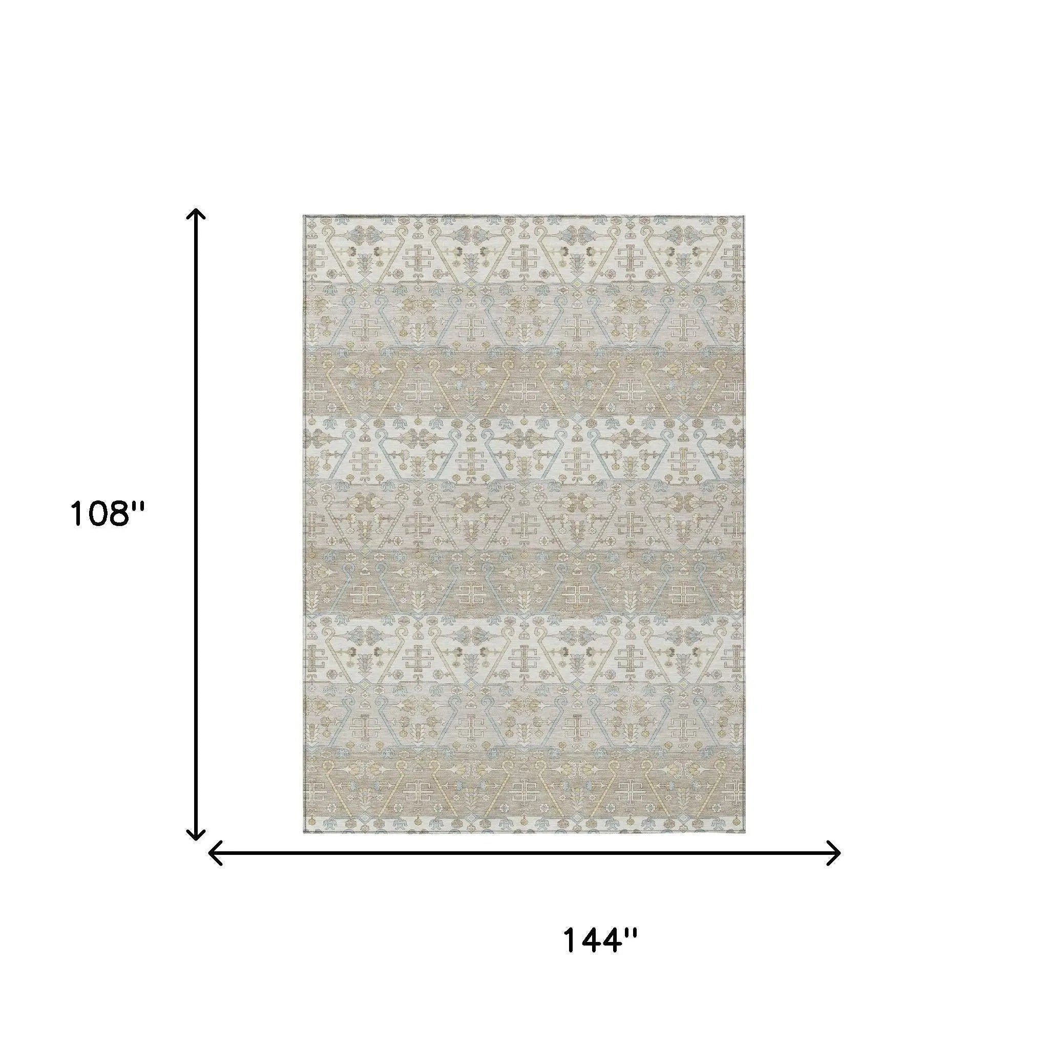 9' X 12' Ivory And Silver Oriental Washable Indoor Outdoor Area Rug Homeroots Outdoor