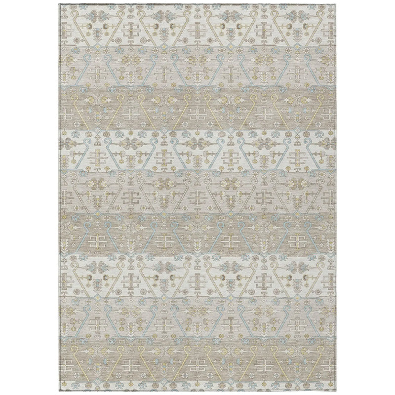9' X 12' Ivory And Silver Oriental Washable Indoor Outdoor Area Rug Homeroots Outdoor