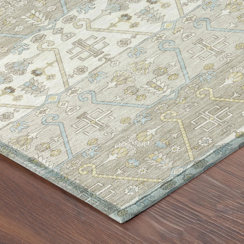9' X 12' Ivory And Silver Oriental Washable Indoor Outdoor Area Rug Homeroots Outdoor