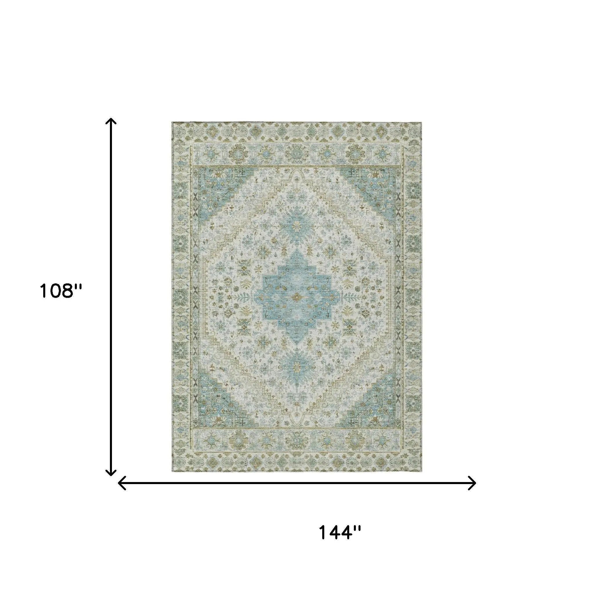 9' X 12' Ivory And Silver Oriental Washable Indoor Outdoor Area Rug Homeroots Outdoor