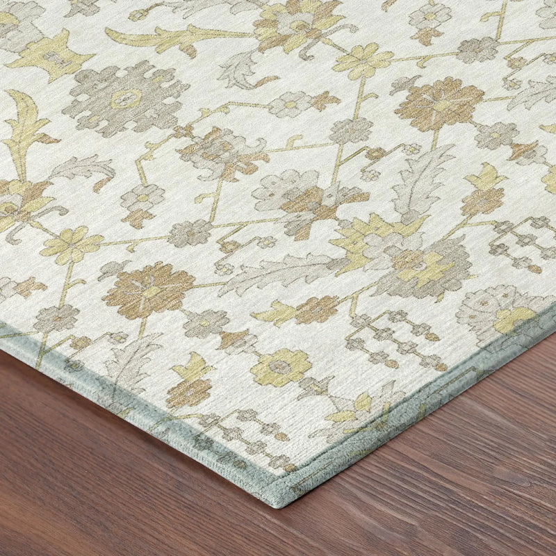 9' X 12' Ivory And Silver Oriental Washable Indoor Outdoor Area Rug Homeroots Outdoor