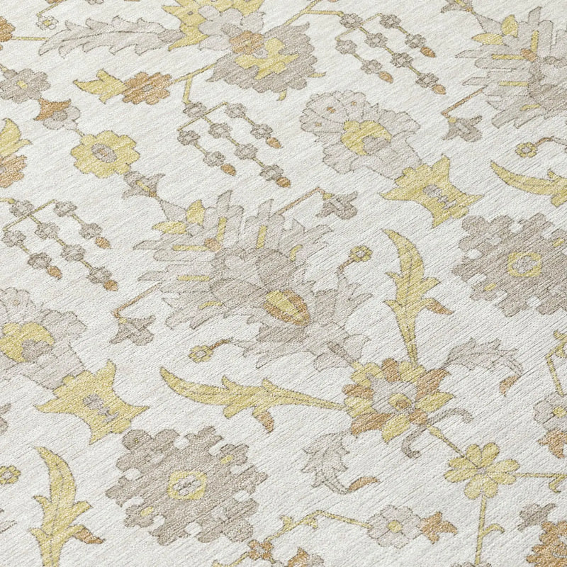 9' X 12' Ivory And Silver Oriental Washable Indoor Outdoor Area Rug Homeroots Outdoor