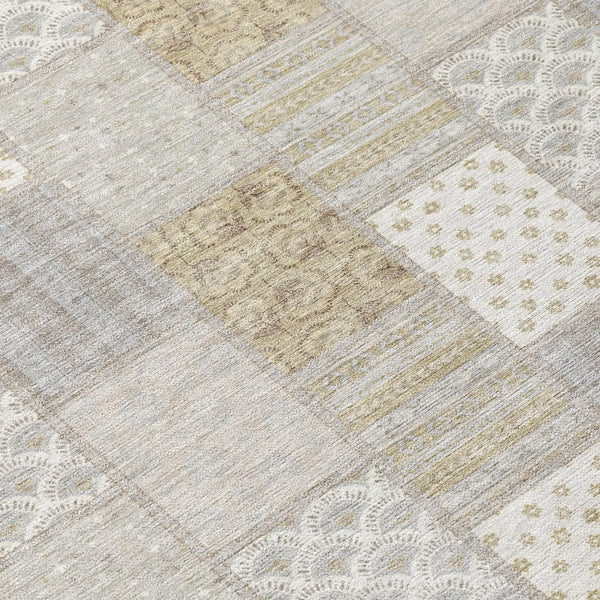 9' X 12' Ivory And Silver Patchwork Washable Indoor Outdoor Area Rug Homeroots Outdoor
