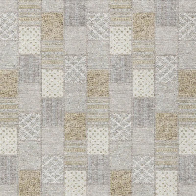 9' X 12' Ivory And Silver Patchwork Washable Indoor Outdoor Area Rug Homeroots Outdoor