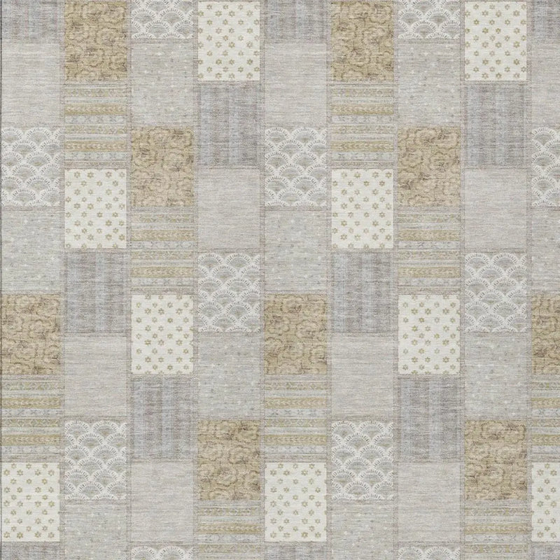 9' X 12' Ivory And Silver Patchwork Washable Indoor Outdoor Area Rug Homeroots Outdoor