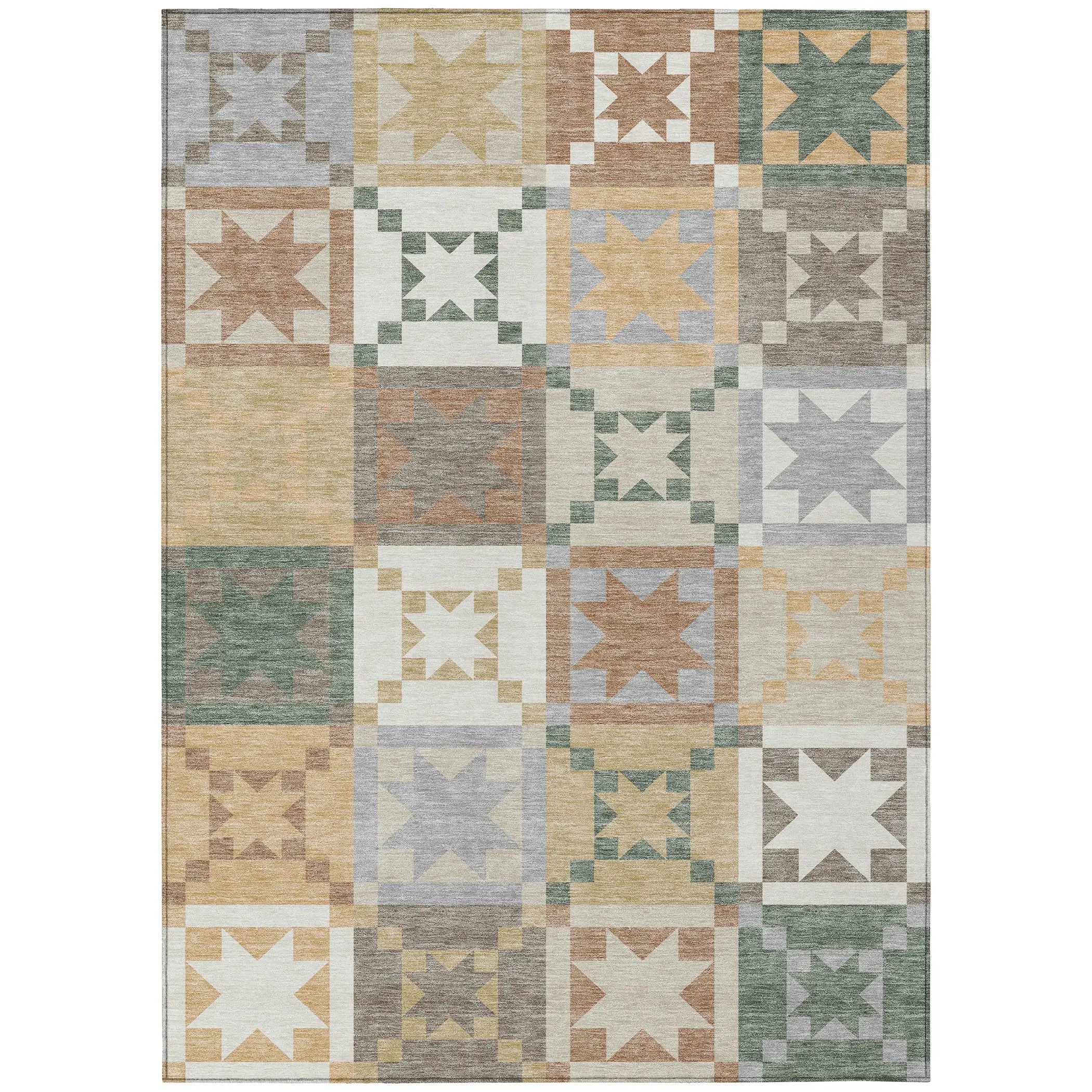 9' X 12' Ivory And Silver Patchwork Washable Indoor Outdoor Area Rug Homeroots Outdoor