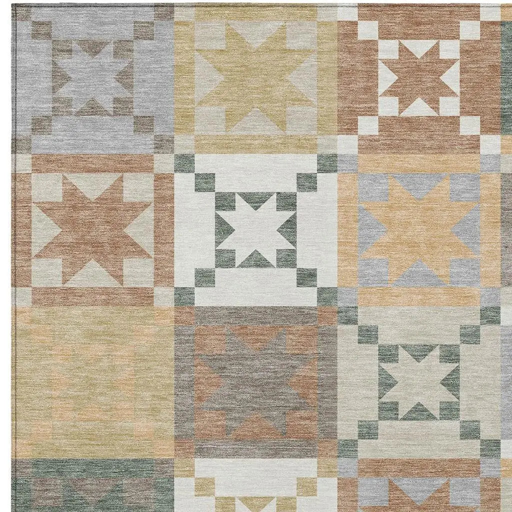9' X 12' Ivory And Silver Patchwork Washable Indoor Outdoor Area Rug Homeroots Outdoor