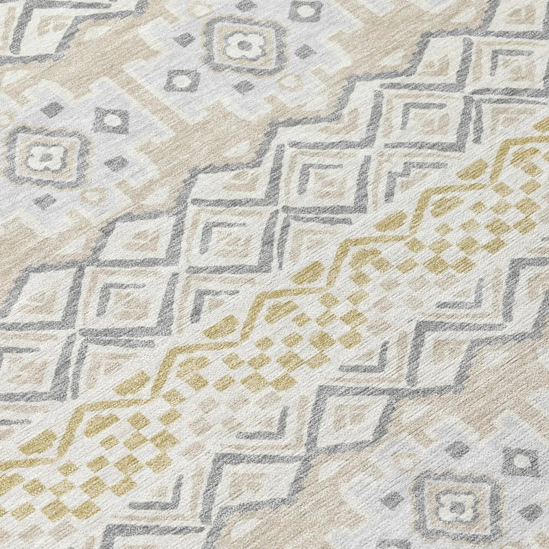 9' X 12' Ivory And Silver Striped Washable Indoor Outdoor Area Rug Homeroots Outdoor