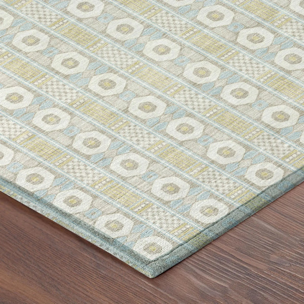 9' X 12' Ivory And Silver Striped Washable Indoor Outdoor Area Rug Homeroots Outdoor