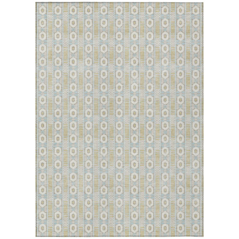 9' X 12' Ivory And Silver Striped Washable Indoor Outdoor Area Rug Homeroots Outdoor