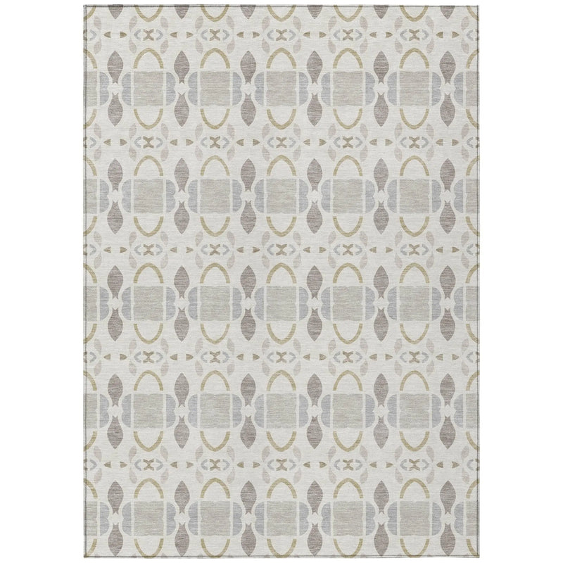9' X 12' Ivory And Silver Striped Washable Indoor Outdoor Area Rug Homeroots Outdoor