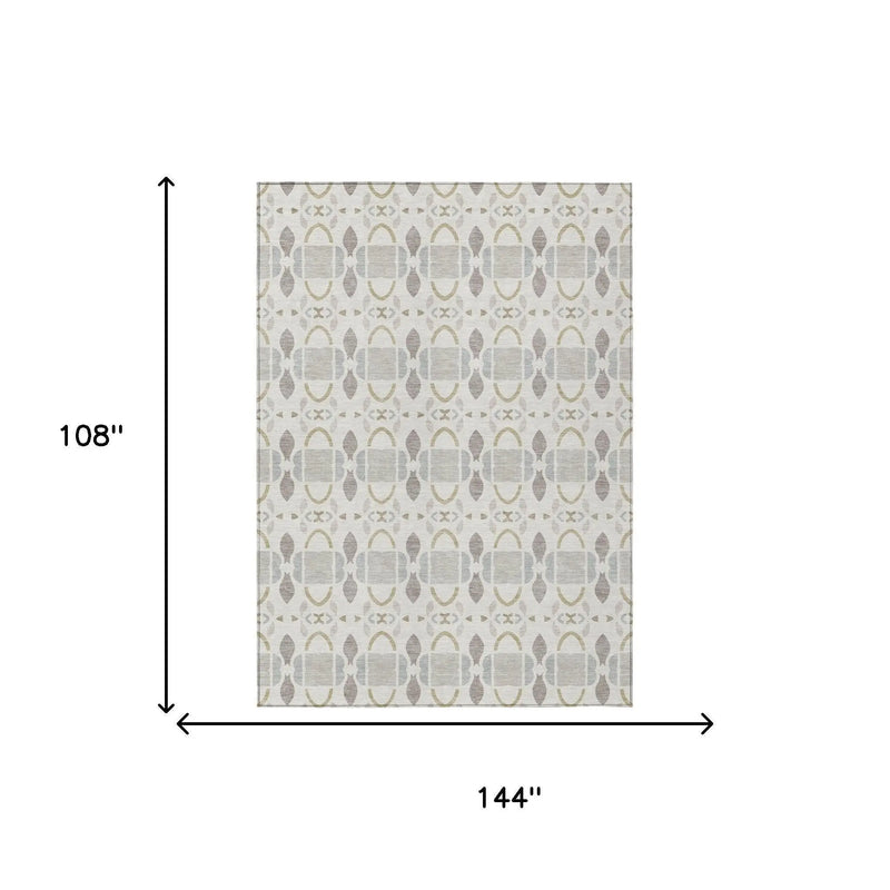 9' X 12' Ivory And Silver Striped Washable Indoor Outdoor Area Rug Homeroots Outdoor