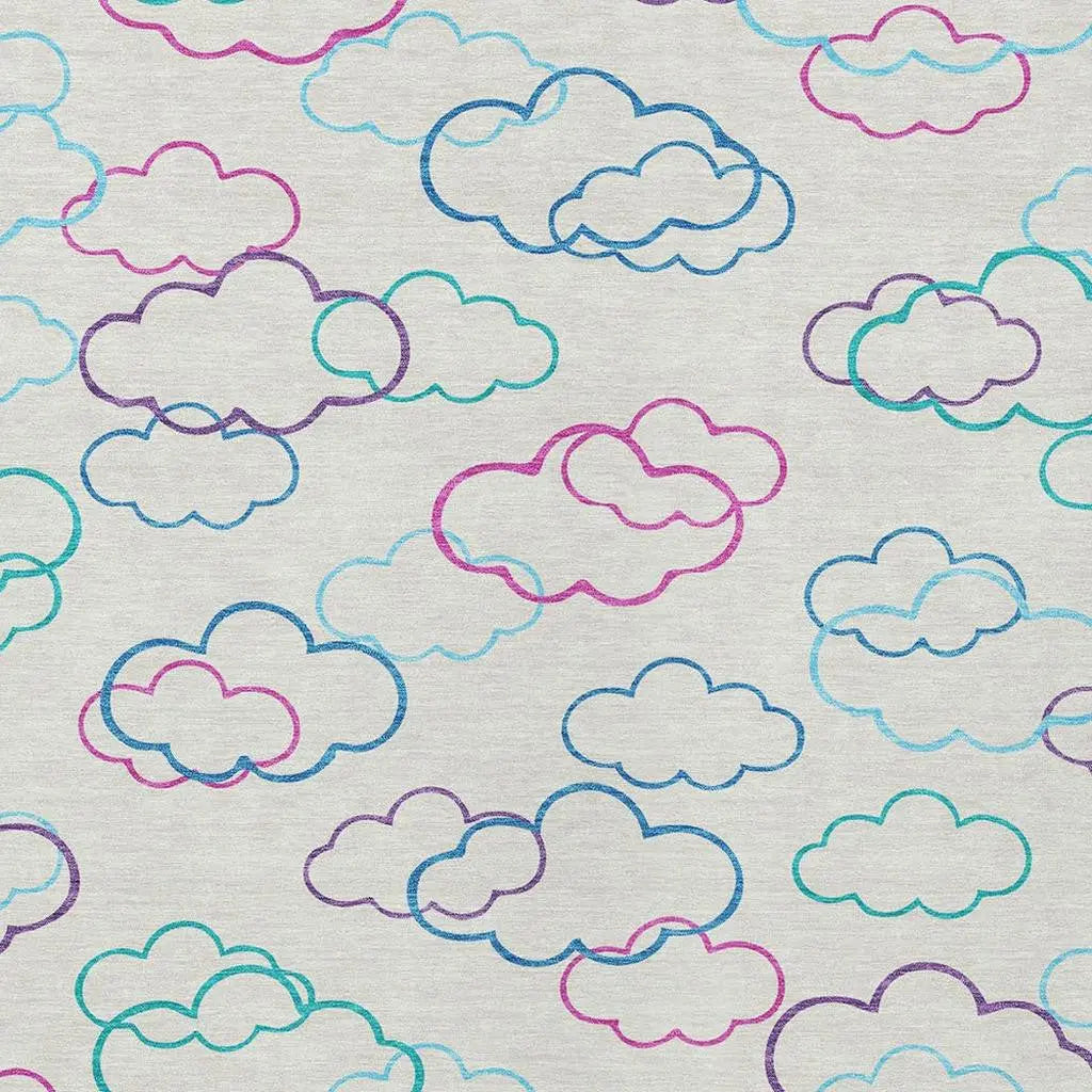 9' X 12' Ivory And Sky Blue Abstract Washable Indoor Outdoor Area Rug Homeroots Outdoor