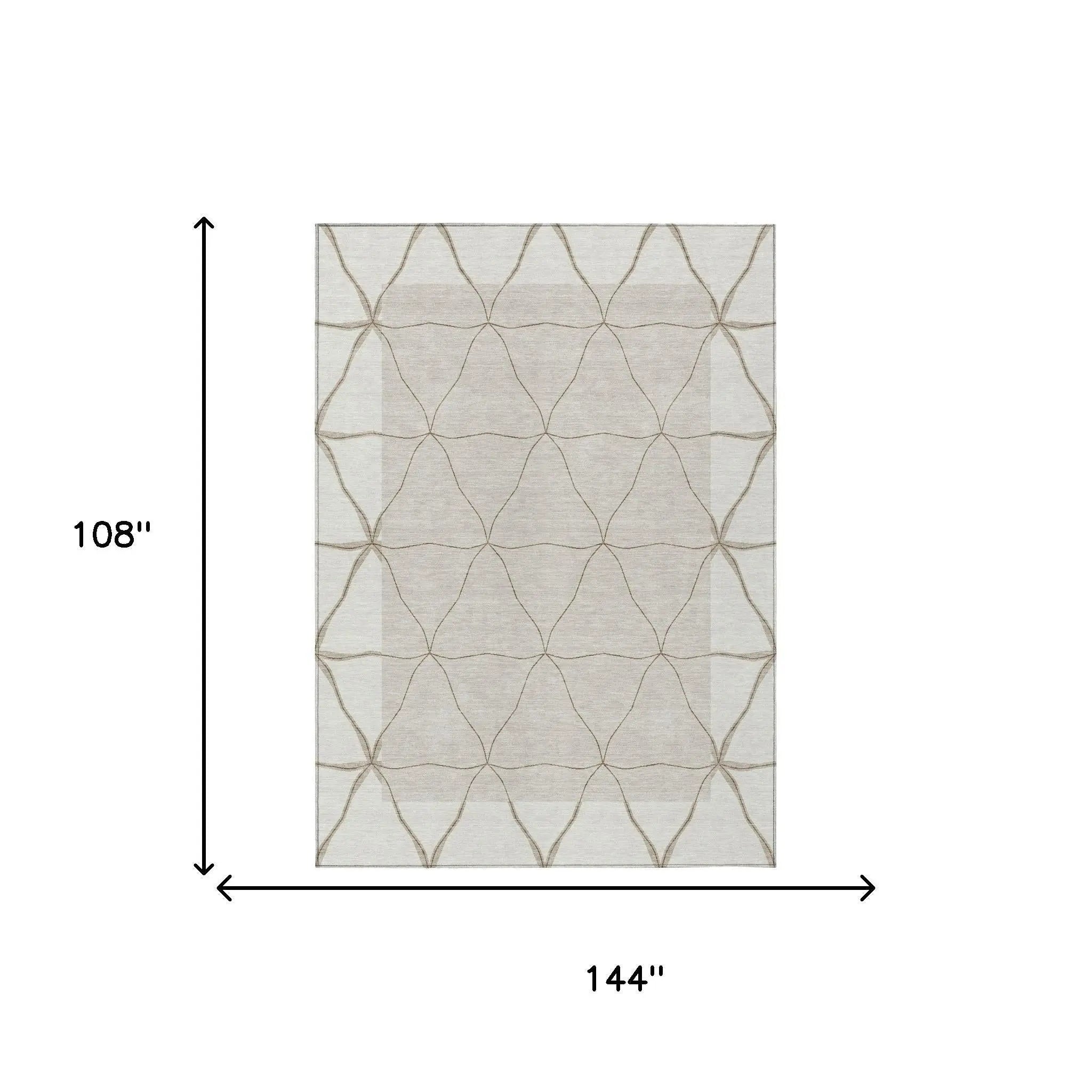 9' X 12' Ivory And Taupe Geometric Washable Indoor Outdoor Area Rug Homeroots Outdoor