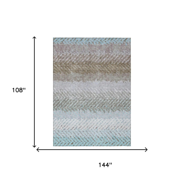 9' X 12' Ivory And Taupe Striped Washable Indoor Outdoor Area Rug Homeroots Outdoor