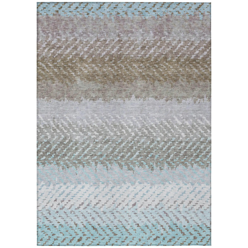 9' X 12' Ivory And Taupe Striped Washable Indoor Outdoor Area Rug Homeroots Outdoor